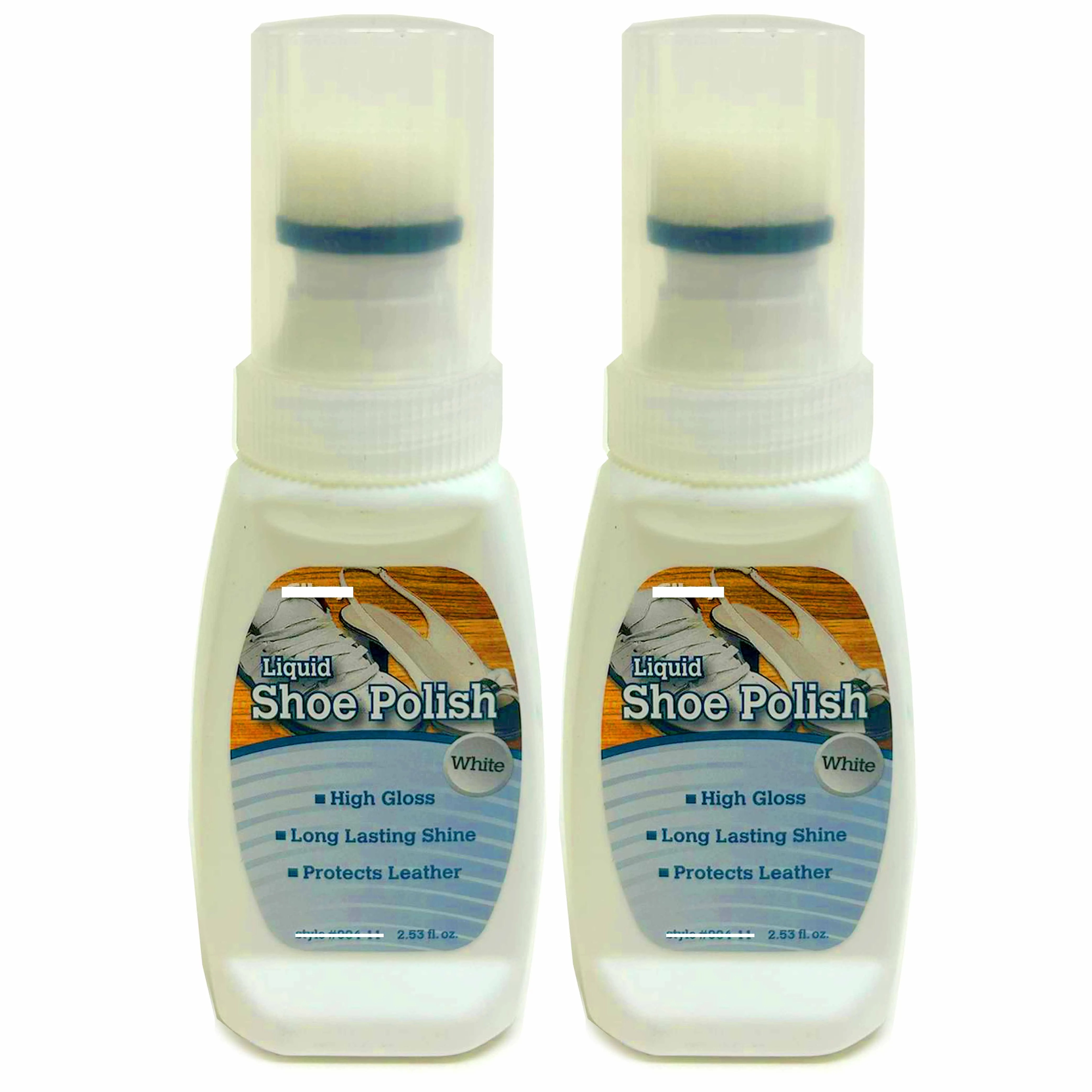 2 Instant Shine White Liquid Shoe Polish High Gloss Foam Sponge Leather Boots