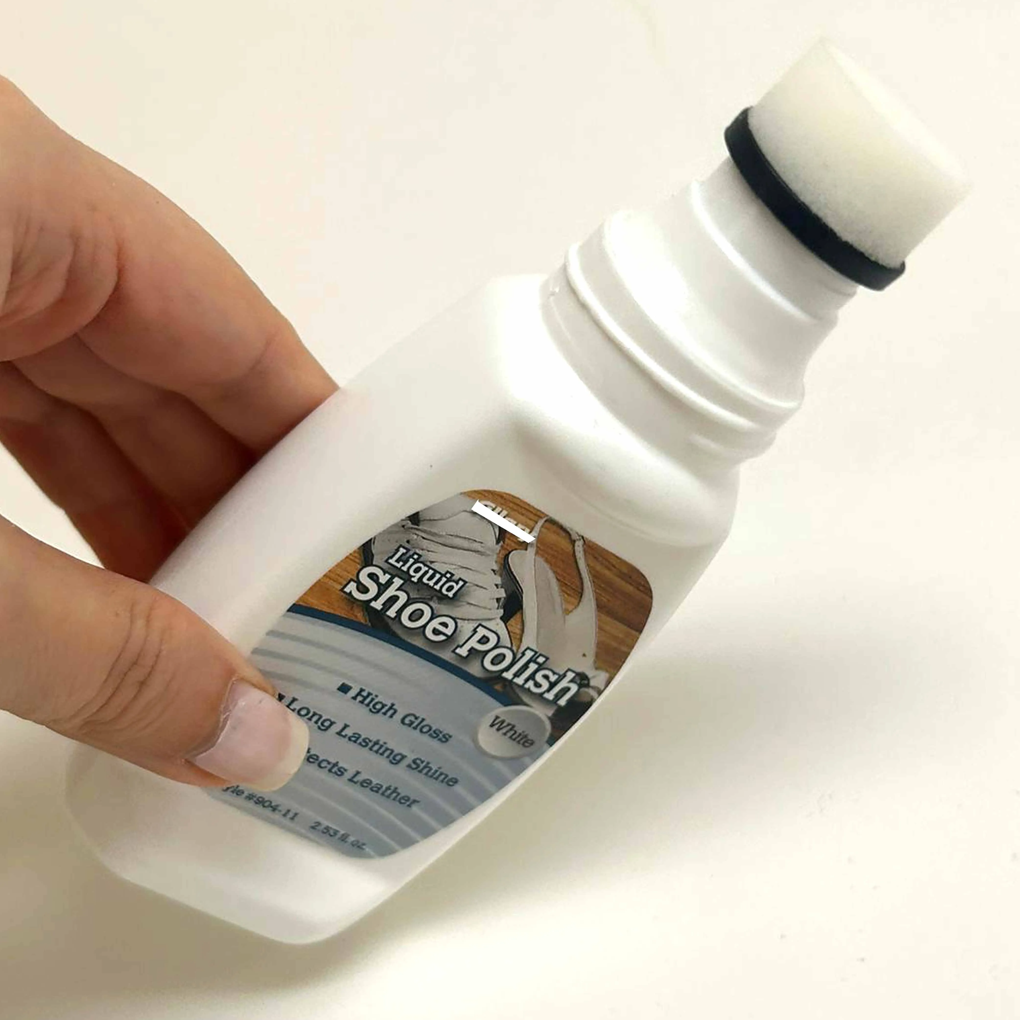 2 Instant Shine White Liquid Shoe Polish High Gloss Foam Sponge Leather Boots