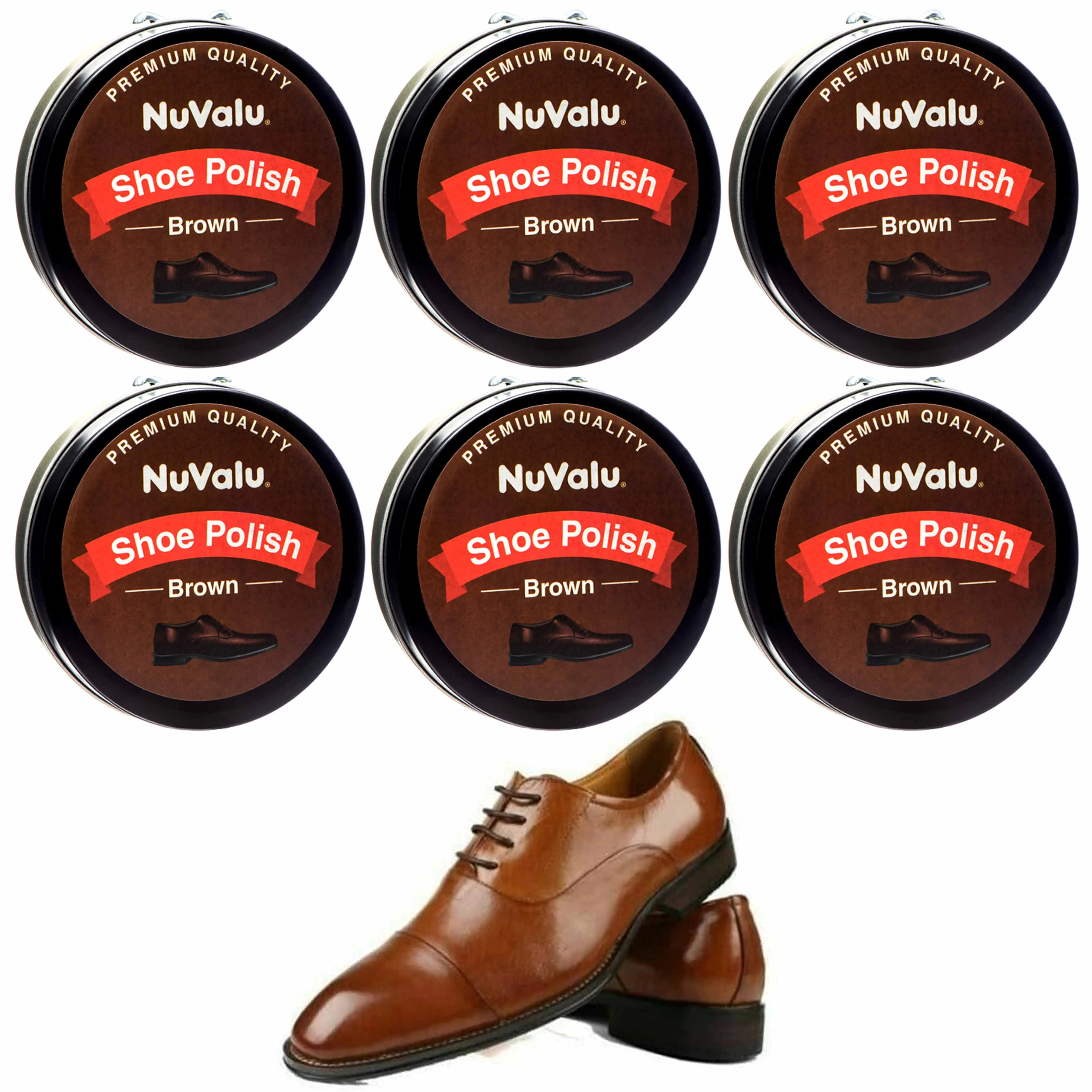 6 Premium Shoe Polish Brown Stain Wax Paste Leather Boot Purse Cream Care Shine