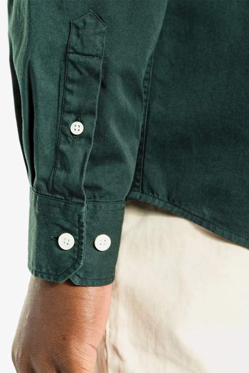 Optimized Title: Anton Mens Light Twill Shirt - Deep Sea Green