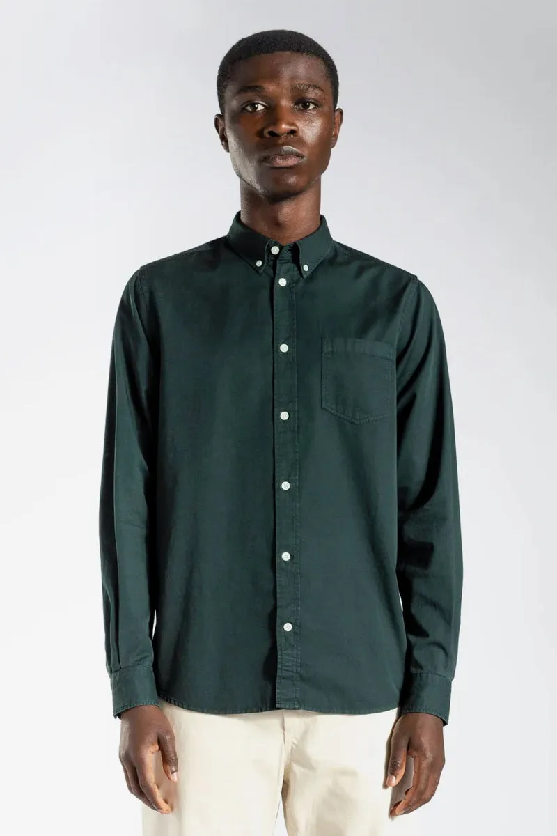 Optimized Title: Anton Mens Light Twill Shirt - Deep Sea Green