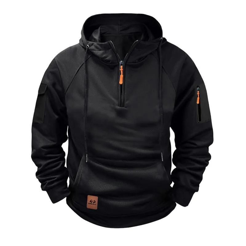 BACKWOODS | Men's Solid Zip-Up Hoodie Raglan Sleeve Sweatshirt