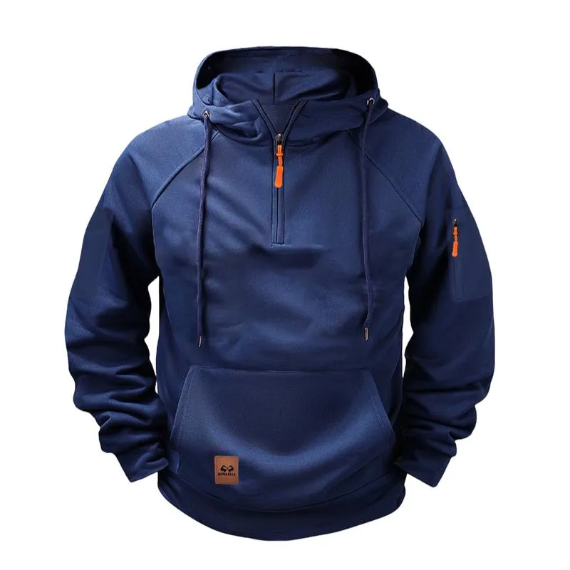 BACKWOODS | Men's Solid Zip-Up Hoodie Raglan Sleeve Sweatshirt
