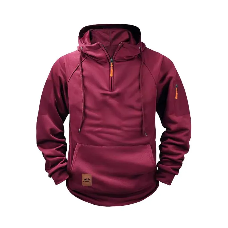 BACKWOODS | Men's Solid Zip-Up Hoodie Raglan Sleeve Sweatshirt