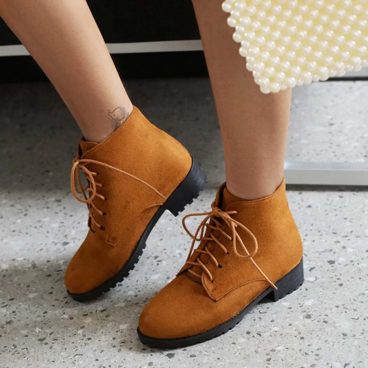 Boots for Women Ankle Womens Shoes Booties Brown Leather Boots Men Ankle Bootie for Women Low Heel Keep Warm Flat Bottom Low Heel Comfortable Pointed Toe