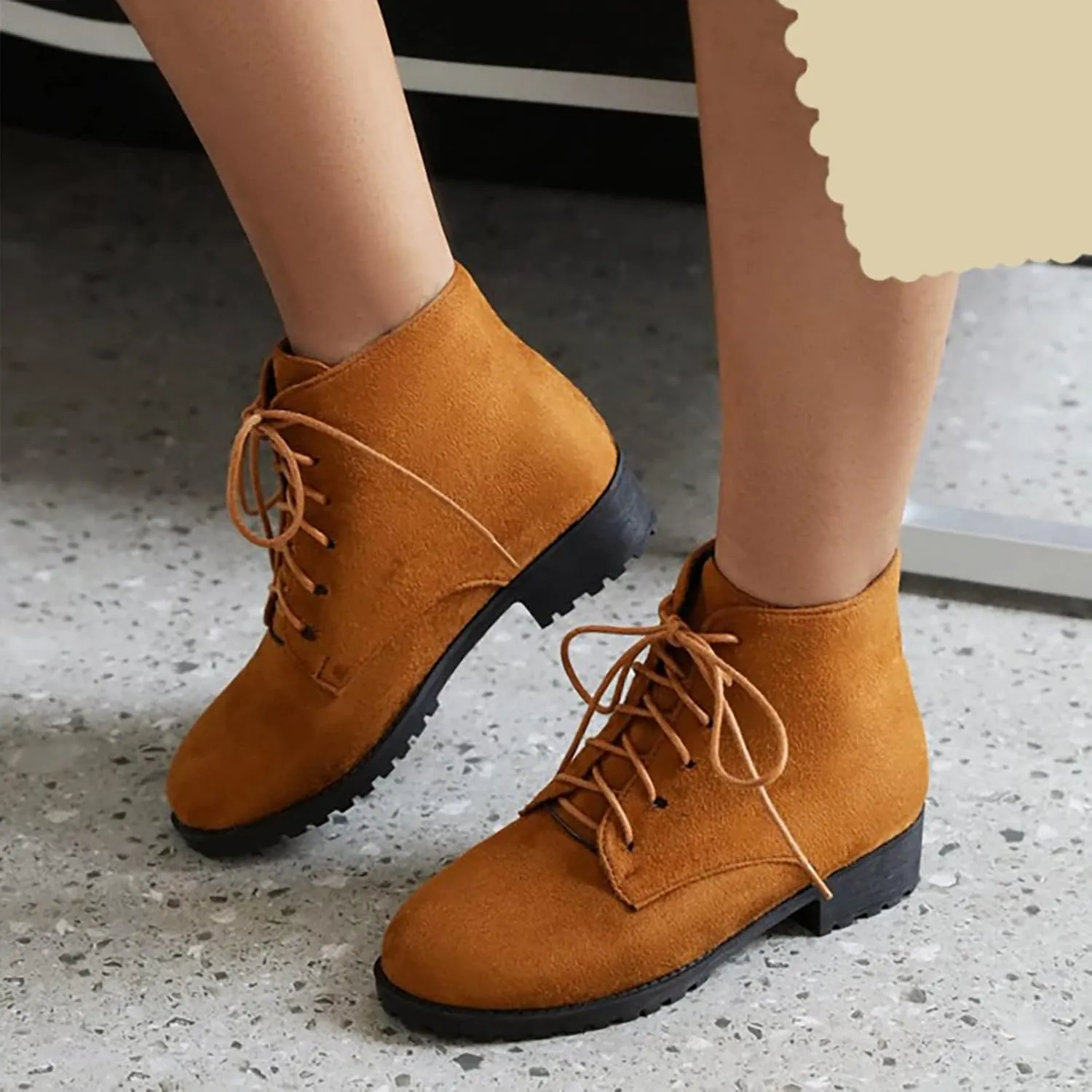Boots for Women Ankle Womens Shoes Booties Brown Leather Boots Men Ankle Bootie for Women Low Heel Keep Warm Flat Bottom Low Heel Comfortable Pointed Toe