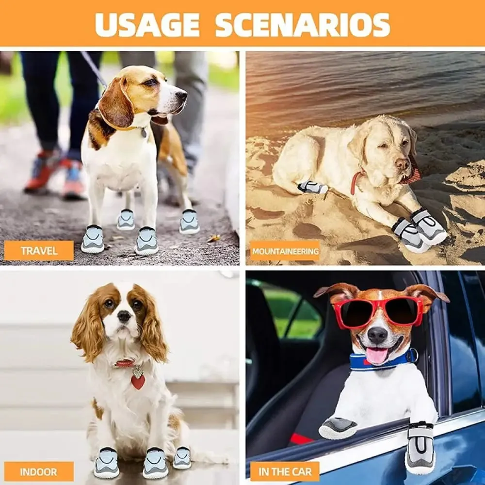 Breathable Reflective Rugged Skid-proof Rubber Soles Paw Protector Dog Shoes