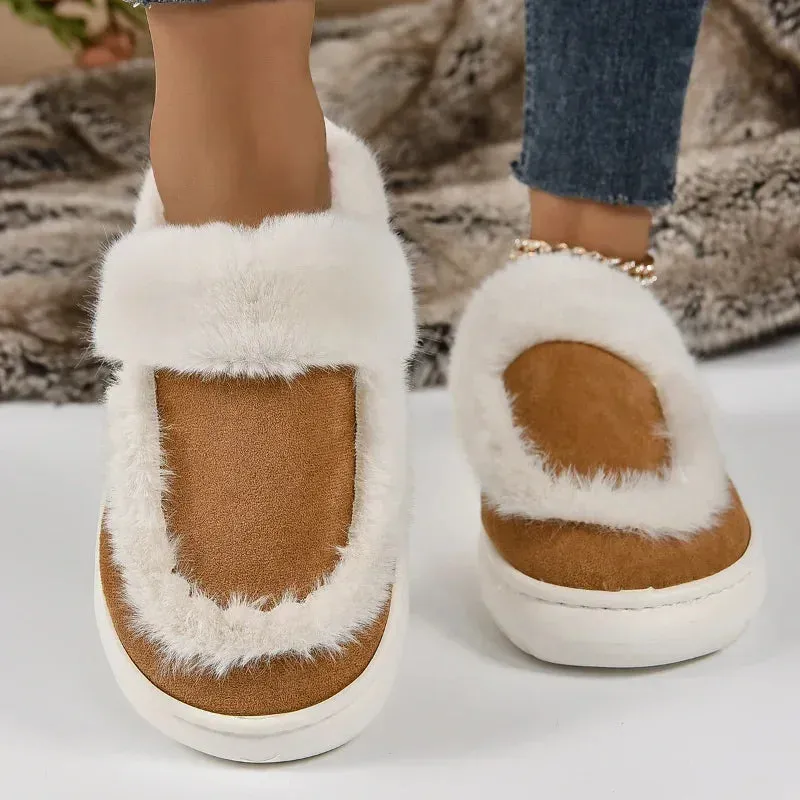 Fur Trim Slippers for Women