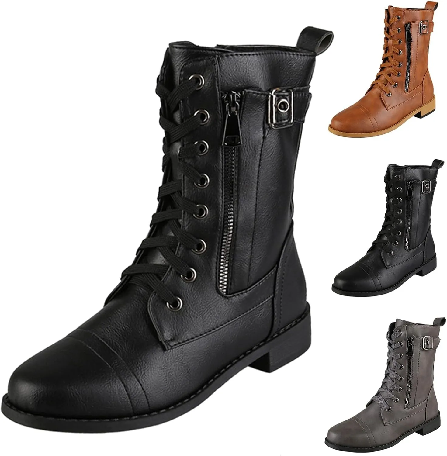 Hiking Boots Women Ankle Black Booties Low Heel Comfortable Boots for Men Bootie Heels for Women Round Toe Flat Heel Closed Toe Wide Fit Available