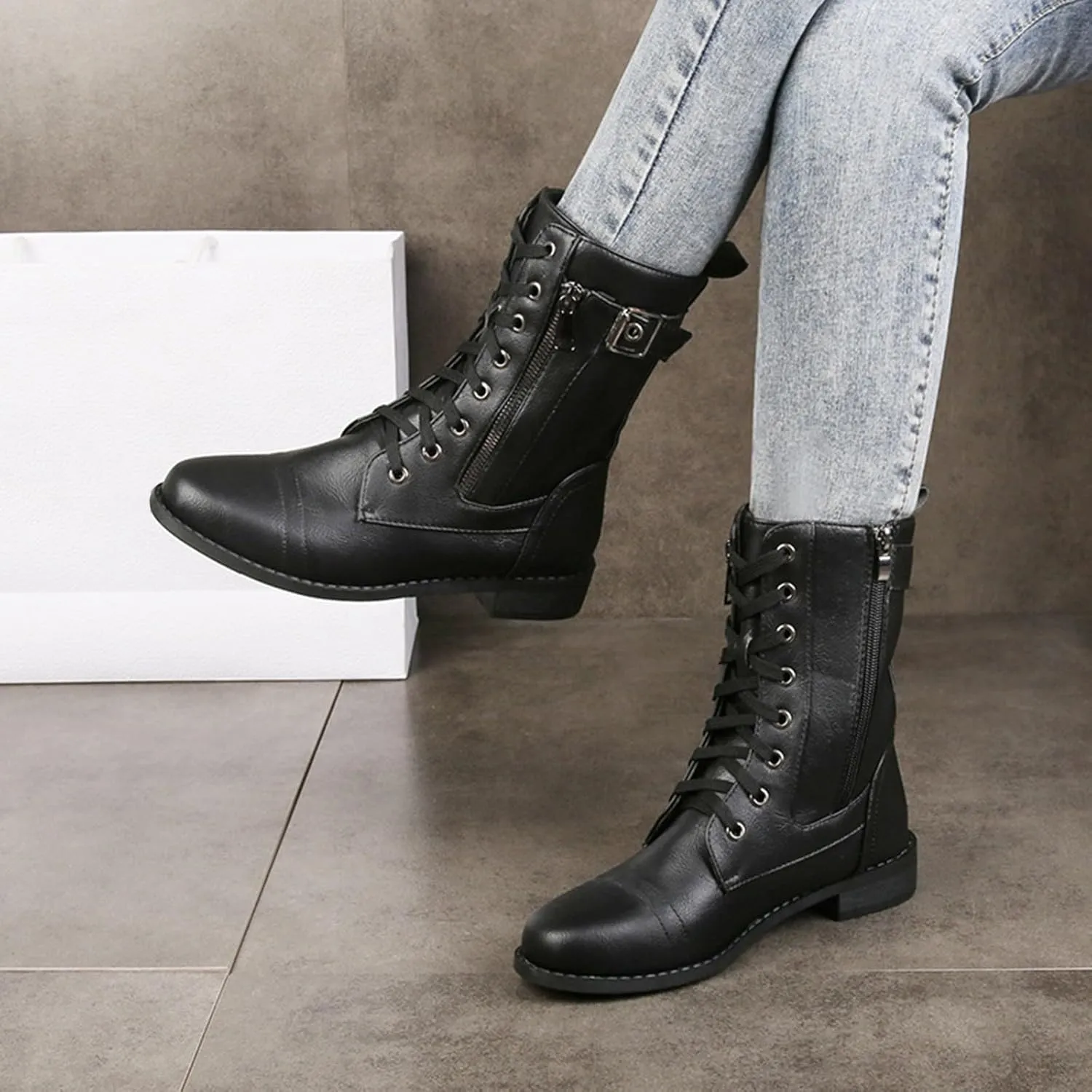 Hiking Boots Women Ankle Black Booties Low Heel Comfortable Boots for Men Bootie Heels for Women Round Toe Flat Heel Closed Toe Wide Fit Available