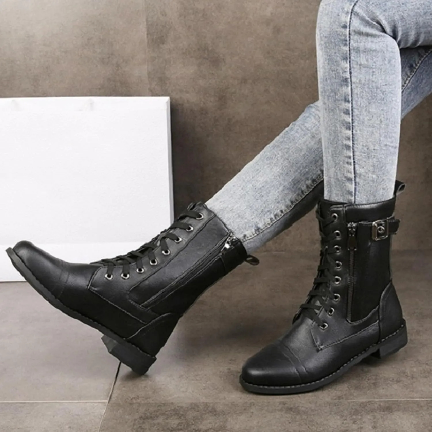 Hiking Boots Women Ankle Black Booties Low Heel Comfortable Boots for Men Bootie Heels for Women Round Toe Flat Heel Closed Toe Wide Fit Available