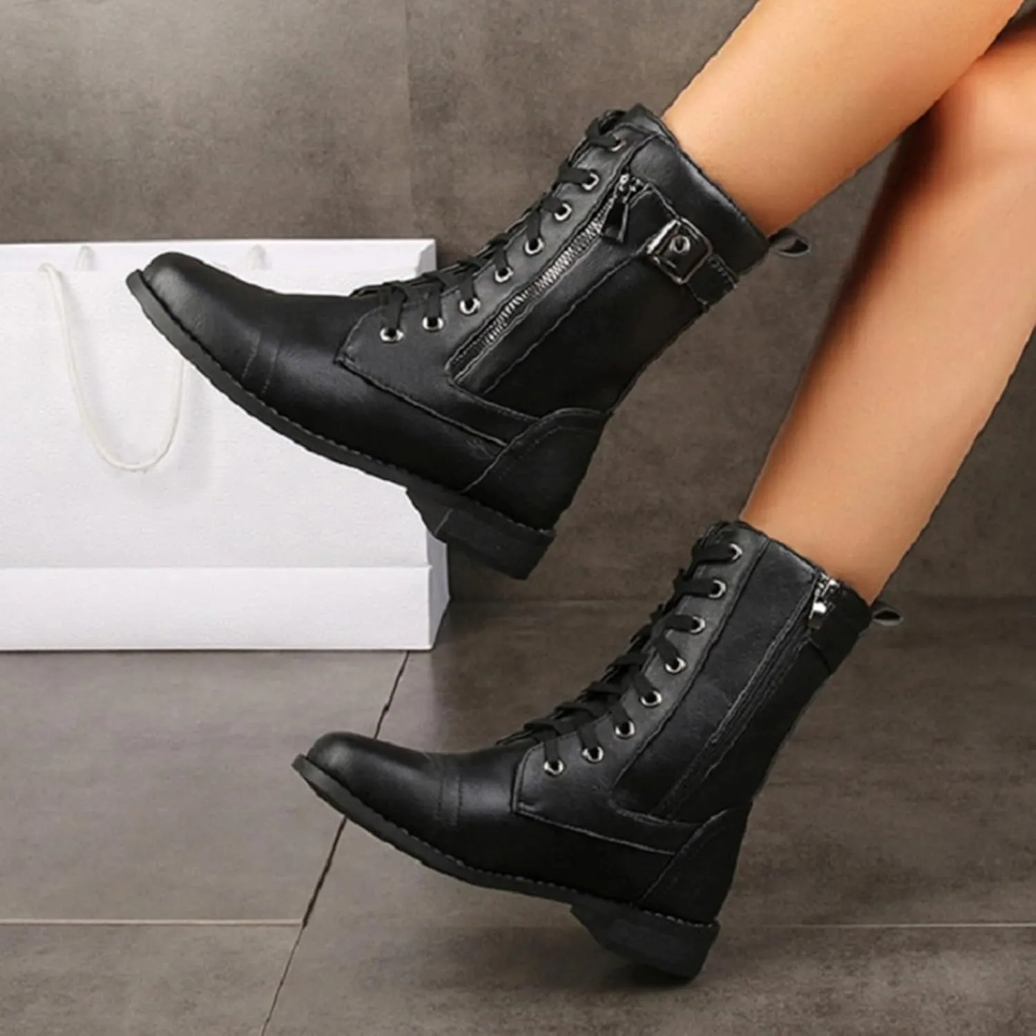 Hiking Boots Women Ankle Black Booties Low Heel Comfortable Boots for Men Bootie Heels for Women Round Toe Flat Heel Closed Toe Wide Fit Available