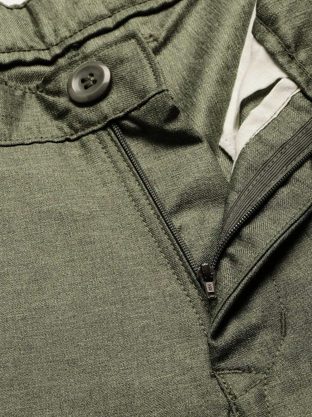 Men's Cotton Blend Green Formal Trousers - Sojanya