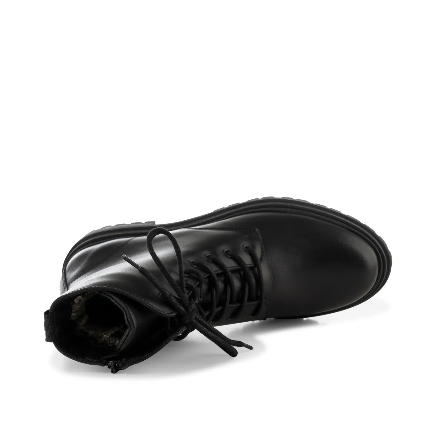 Nettie lace up boot leather - BLACK
