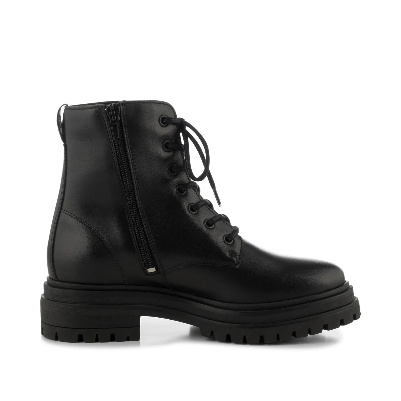 Nettie lace up boot leather - BLACK