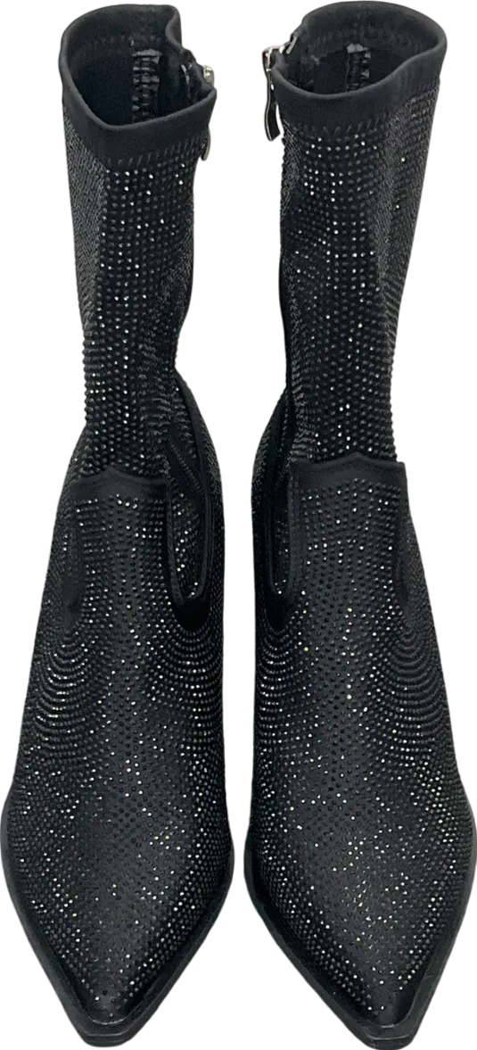 Public Desire Black Wild One Dimante Western Cowboy Boots UK 7 EU 40 