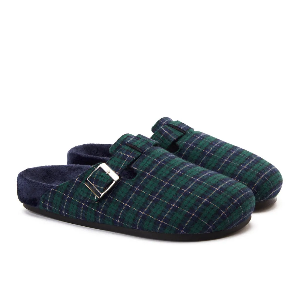 Snuggs Clogs Dark Blue x Green Checkered